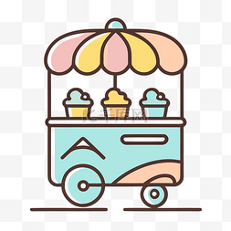 像素冰淇淋图片_一辆装有彩色纸杯蛋糕的冰淇淋车