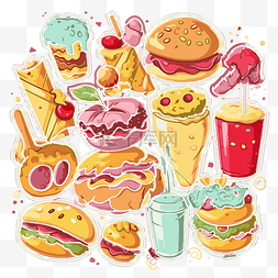 食品与饮料图片_一套卡通食品和饮料剪贴画 向量