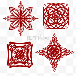 春节主题红色窗花剪纸图案