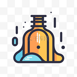 一瓶液体的线性图标 向量