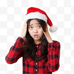 精灵与人图片_亚洲圣诞女孩脸上露出忧虑的表情
