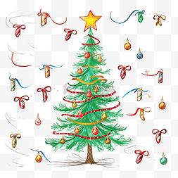 学校线条点图片_手写练习追踪丝带和圣诞树的线条