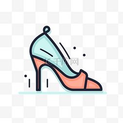 女式高跟鞋设计和广告的线条图标