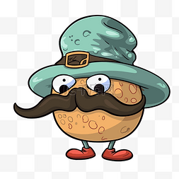 胡子剪贴画土豆人物，有胡子和帽