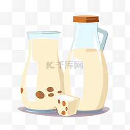 牛奶剪贴画图片_牛奶剪贴画 三容器牛奶和一块面