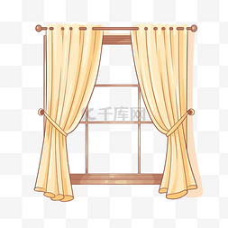 简约风格的窗户和窗帘插图