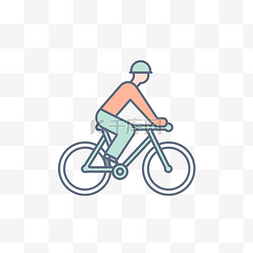 骑自行车的人的线条图标 向量