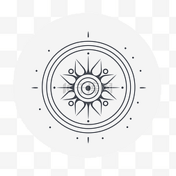 太阳指南针图片_指南针和太阳的独立标志，白色背