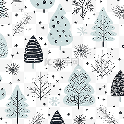 购物季图片_冬季手绘无缝图案与圣诞元素