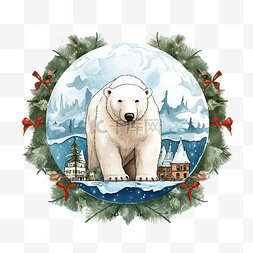 圣诞快乐贺卡与地球和北极熊