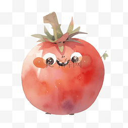 水彩卡通番茄