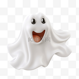 3D 渲染插图可怕的白色鬼魂伸出舌