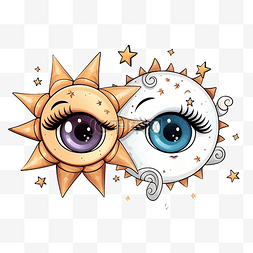 占星背景图片_卡通可爱占星术月亮和星星和眼睛