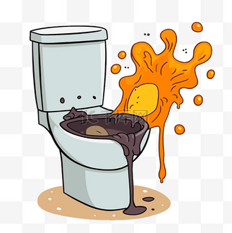 冲水剪贴画卡通图像的厕所里的水与棕色烟雾 向量