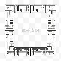 马赛克字图片_矩形框马赛克线条艺术框png