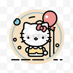 矢量高清气球图片_背景上有气球的 Hello Kitty 向量