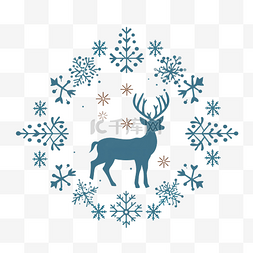 驯鹿和雪花图片_與馴鹿的聖誕賀卡