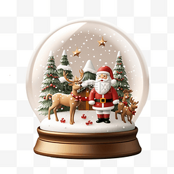 圣诞雪球，里面有可爱的驯鹿和圣