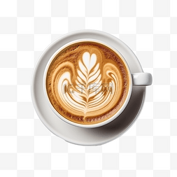 奶油咖啡店图片_顶视图拿铁艺术咖啡
