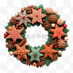 圣诞食物图片_用饼干模具制成的圣诞花环