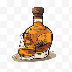 威士忌剪贴画一瓶威士忌和一杯威
