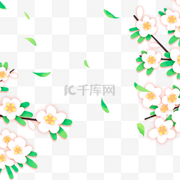 白色花朵树枝图片_白色花朵树枝边框