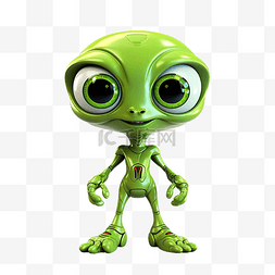面对面动画图片_外星人面对着大眼睛的绿色外星生