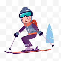 滑雪插图图片_滑雪者女孩滑雪者在斜坡上滑雪的