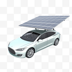 3d 插图电动汽车可再生能源