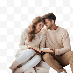 科普之窗图片_热恋中的年轻夫妇坐在窗台上，在