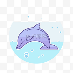 蓝色和白色圆圈插图中的海豚 向