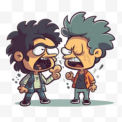 两个卡通人物正在争论他们的感情