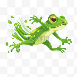 跳跃青蛙剪贴画绿色青蛙在矢量插