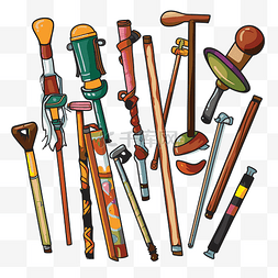 手杖卡通图片_俱乐部剪贴画各种不同类型的手杖