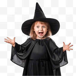戴着黑色巫师帽的漂亮小女孩女巫