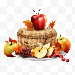 感恩节快乐，传统帽子苹果水果和