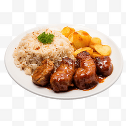 熟米饭图片_猪肉配米饭和土豆