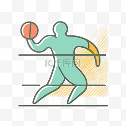 打篮球剪影ai图片_一名运动员打篮球打比赛的插图 