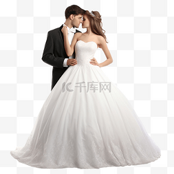 和裙子图片_美丽的新娘和新郎夫妇穿着婚纱