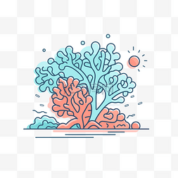 性冷淡植物图片_简单但色彩丰富的珊瑚和植物图画