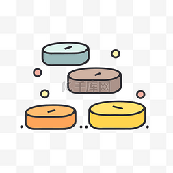 线性饼干插图图片_一堆五颜六色的糖果和饼干图标 