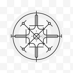 中心线条有四个箭头的设计元素 