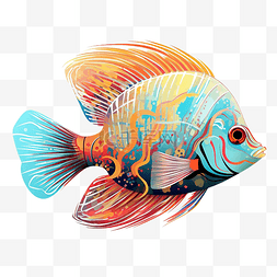 蓝色游泳背景图片_热带鱼在背景下与生成人工智能分