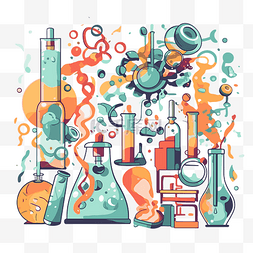 卡通科学海报图片_生物化学剪贴画医学医学科学插图