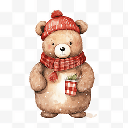可爱的熊素材图片_可爱的圣诞贺卡，上面有可爱的熊