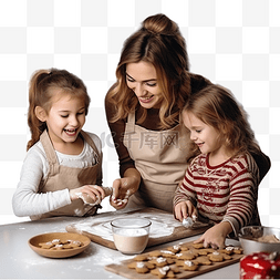 小孩抱着篮球图片_母亲和小孩在厨房制作圣诞饼干