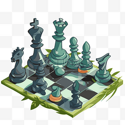 棋子矢量图片_国际象棋剪贴画卡通国际象棋套装