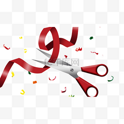 开业盛典图图片_剪彩红丝带横图红色丝带剪刀彩带