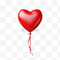 带丝带的红色心形气球