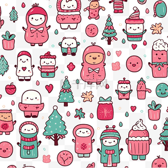 涂鸦小图案图片素材_手绘卡哇伊卡通涂鸦圣诞图案设计